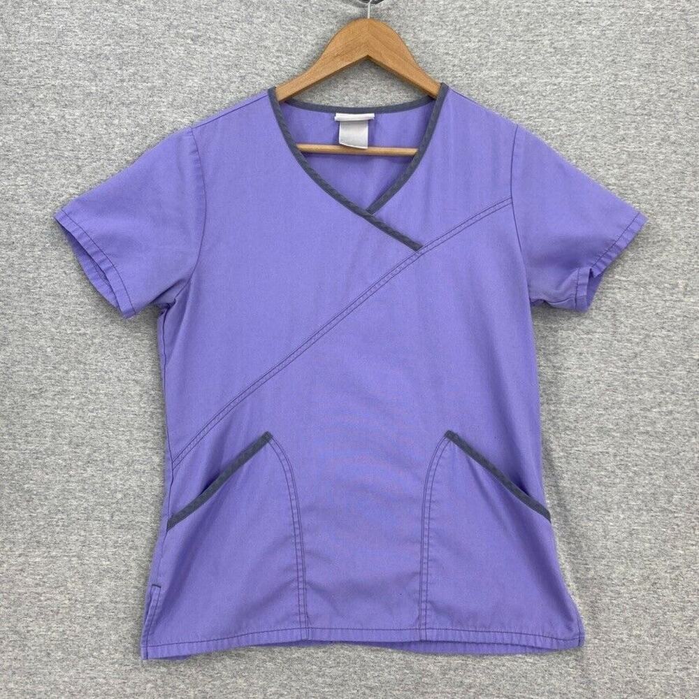 Scrub Star Scrub Top Womens Medium Purple Nursing Medical Uniform Short Sleeve